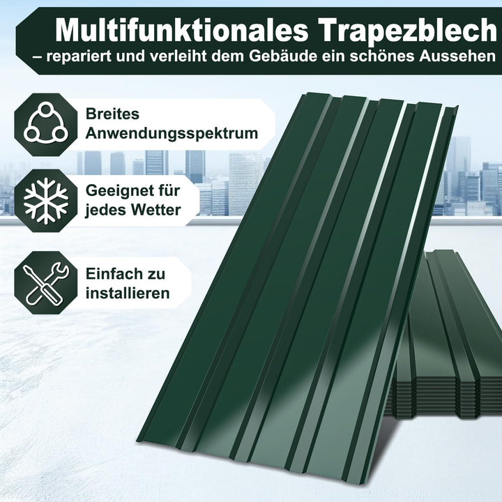 24x Profilblech Trapezblech Dachplatten Stahlblech 115x45cm = 12m² Wellblechplatten für Dach Metall