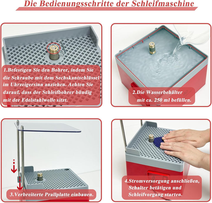 Professioneller Glasglasschleifer 4200 U/min - Diamant Schleifgerät für Glas, Keramik, Edelsteine -