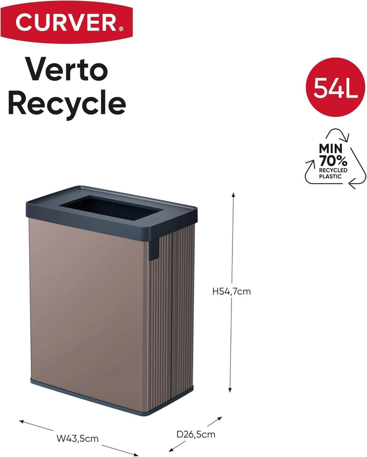 Curver Keter Verto Recycle 54L Mülleimer für Küche, zwei Fächer, einfache Sortierung, offen, schlank