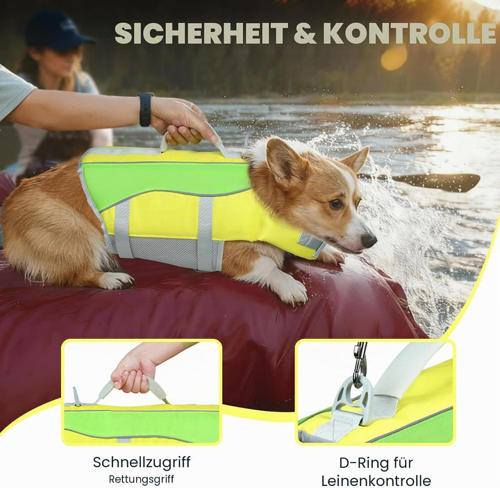 VIVAGLORY Front Float Schwimmweste Hund, Hundeschwimmweste für Bootfahren, Schwimmweste with Kopfstü