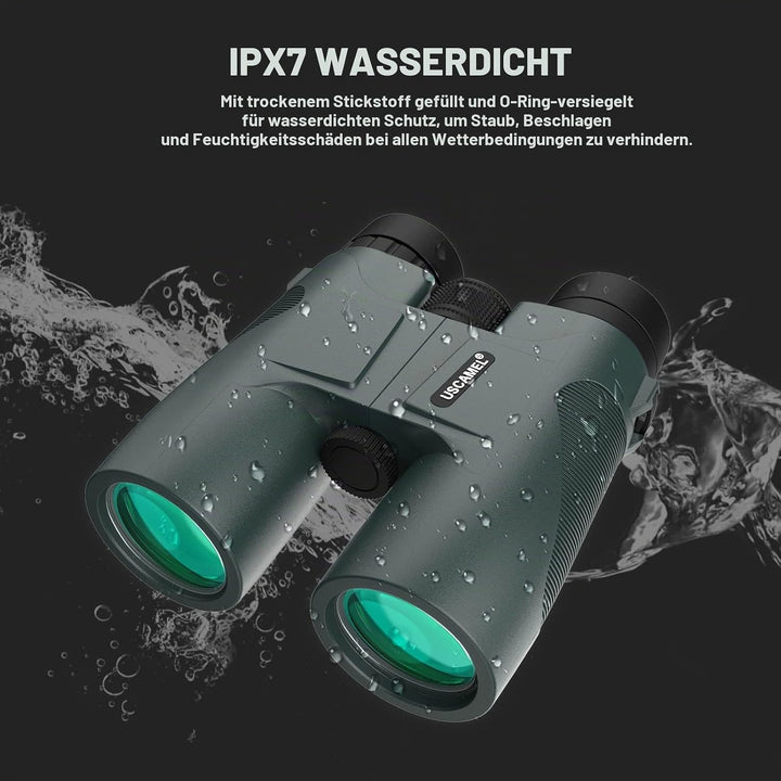 USCAMEL Fernglas Testsieger, 10x42 Wasserdicht Metallische Spiegelkörper Grüner Film Hohe Binoculars