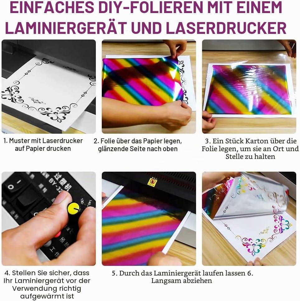 6 Farben Metallic Foil für Kunst &amp; Handwerk, Klassenaktivitäten &amp; Künstler - Toner-Reaktives Folienr