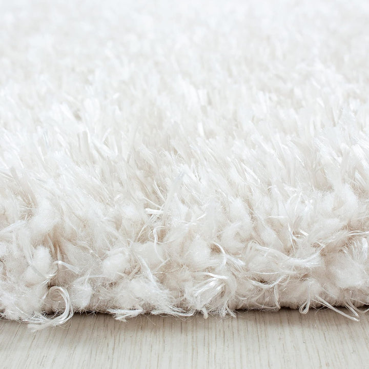 Teppium Hochflor Teppich Wohnzimmer 80 cm Rund Natur - Flauschiger Shaggy Teppich Extra Weich und Ei