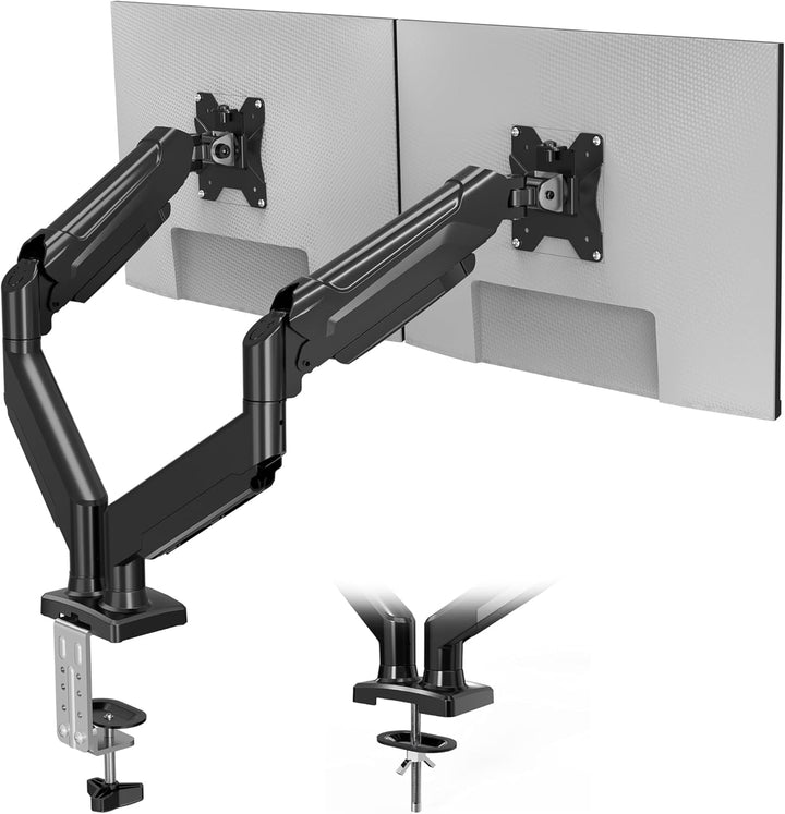 BONTEC Monitor Halterung 2 Monitore für 13-32 Zoll Bildschirme, Ergonomischer Gasfederarmständer Häl