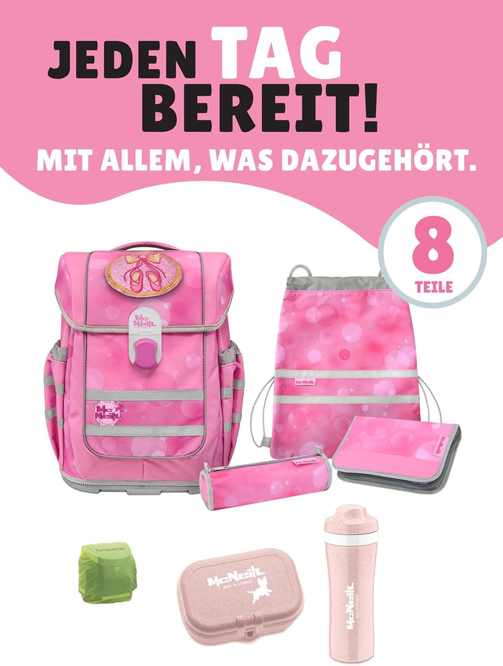 Familando - McNeill Ergo Complete Schulranzen Set - 8-teilig mit Lunch-Set - Ballerina - Ergonomisch