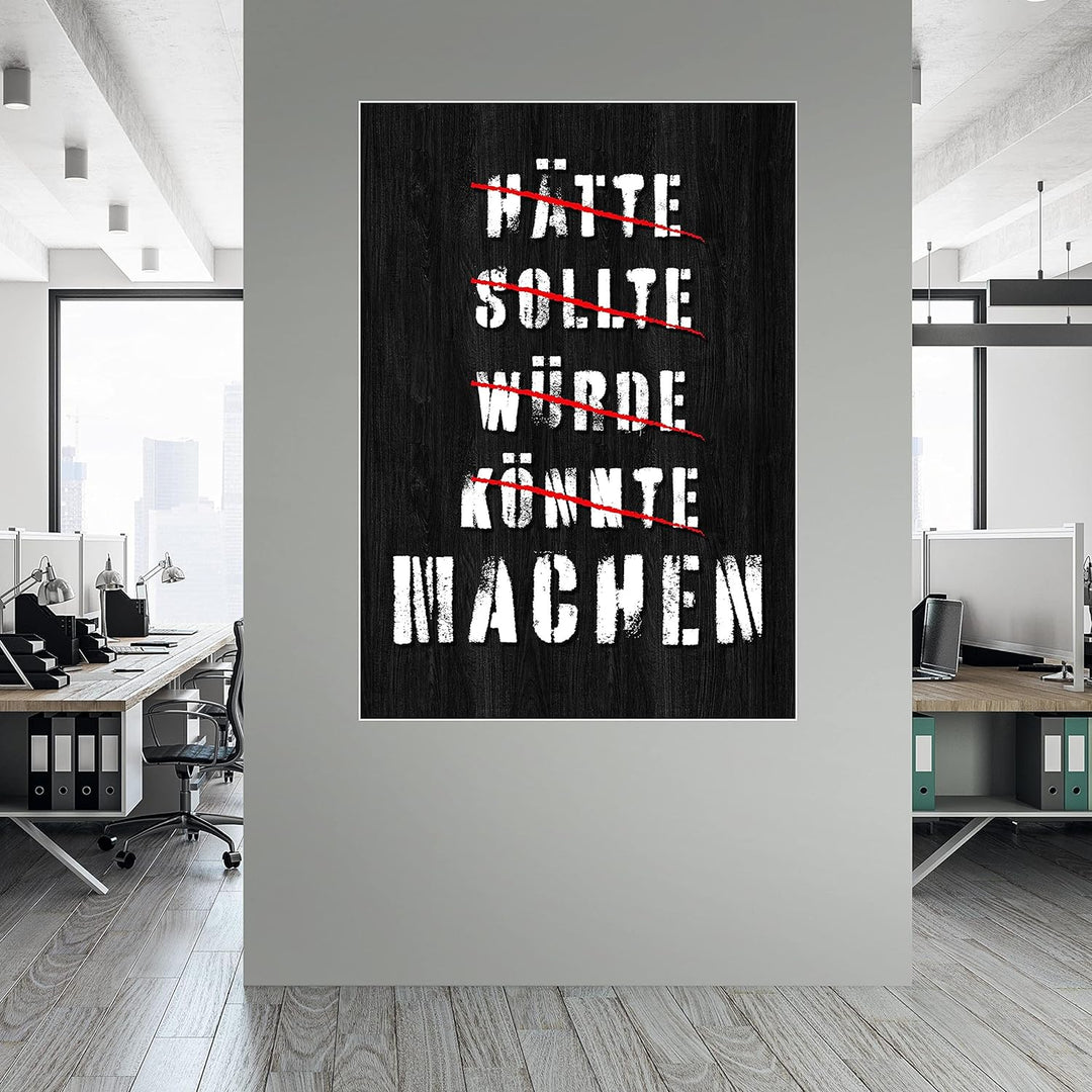 wandmotiv24 Poster als Wanddeko, Grösse Din A0, Hätte sollte würde, Holz, Moderne Wanddeko, Wandbild