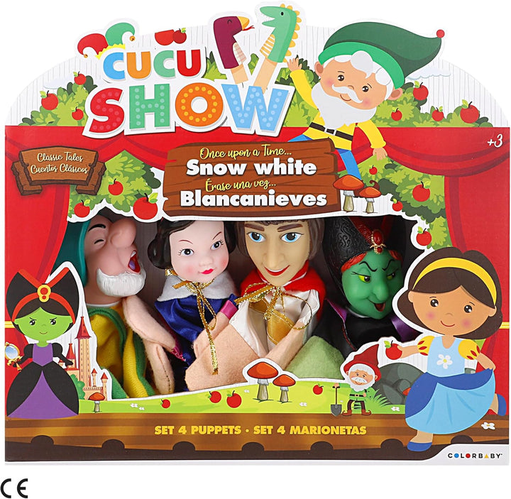 ColorBaby Cucu Show Set Handpuppen, Schneewittchen, 4 Puppen, 25 cm, weiche und sichere Materialien,