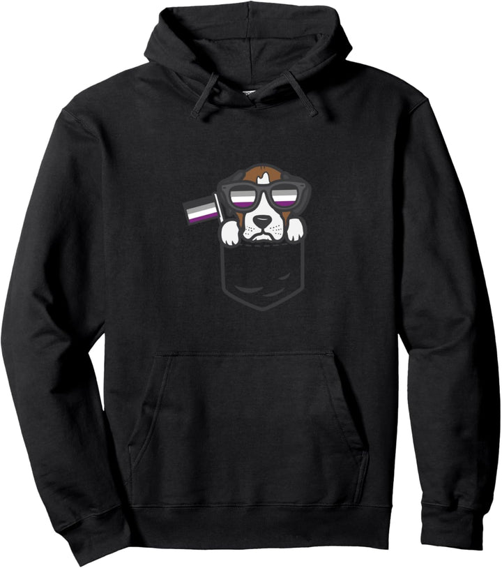 Boxer Pocket Dog LGBTQ Asexual Flag Ace Pride Ally Men Women Pullover Hoodie