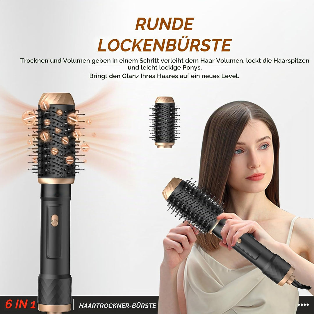 UKLISS Hairstyler 6 in 1 Airbrush Haarstyler | Pro Air Styler Set - 1000W Rundbürstenföhn, Air Curle