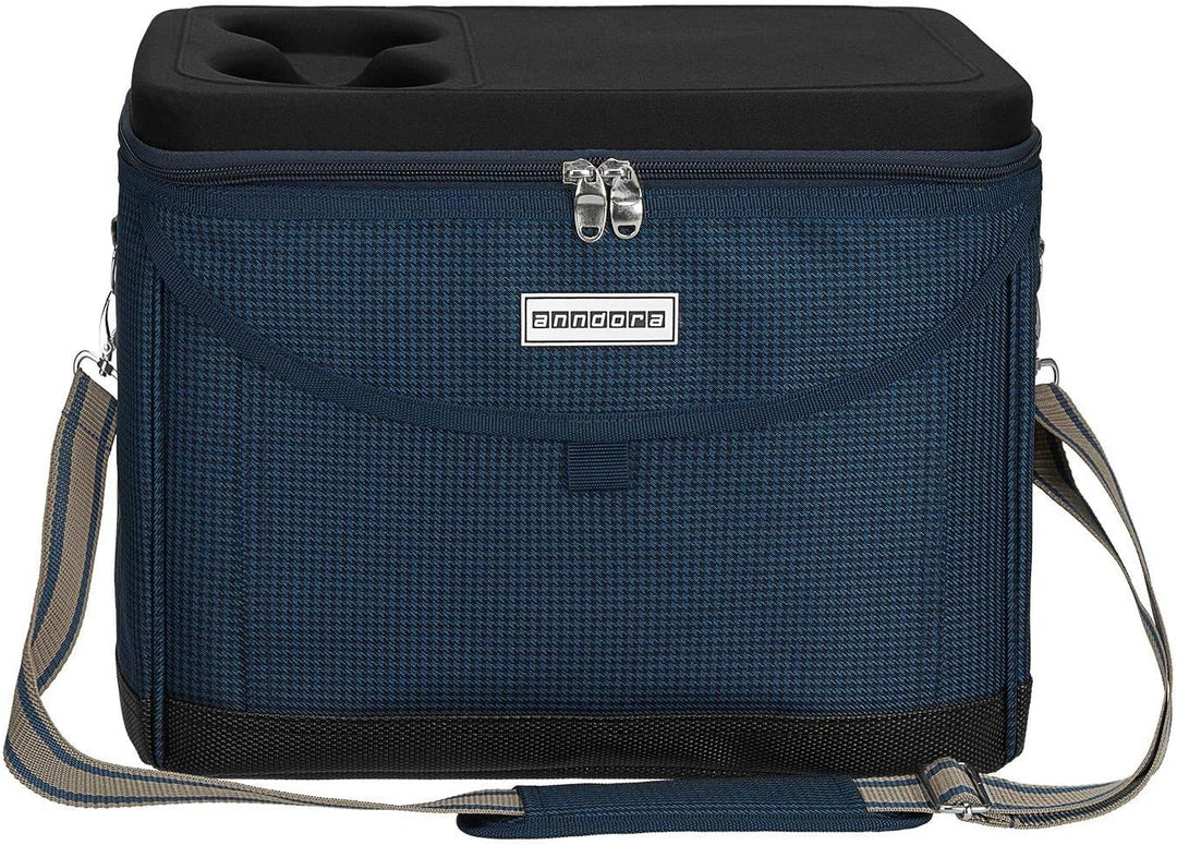 anndora Kühltasche 22 L Picknick Kühlbox 35 x 24 x 27 cm - Farbauswahl, Blau Hahnentritt