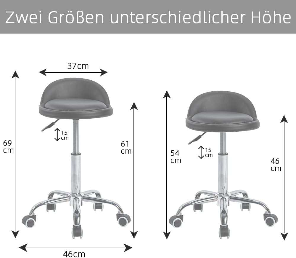 Mingone 360 °Drehung PU-Leder Höhenverstellbar Bürohocker mit Rollen mit Rückenlehne Drehstuhl Arbei