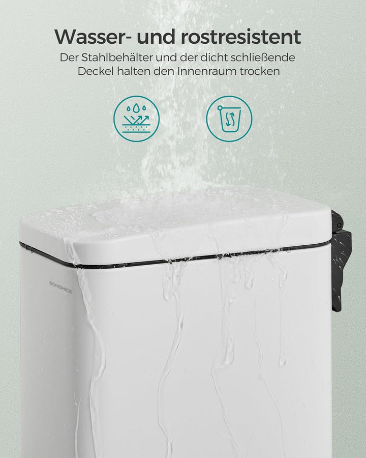 SONGMICS Kosmetikeimer, 5 Liter, Mülleimer Bad, mit Deckel, Tretmülleimer, Abfalleimer klein, schmal
