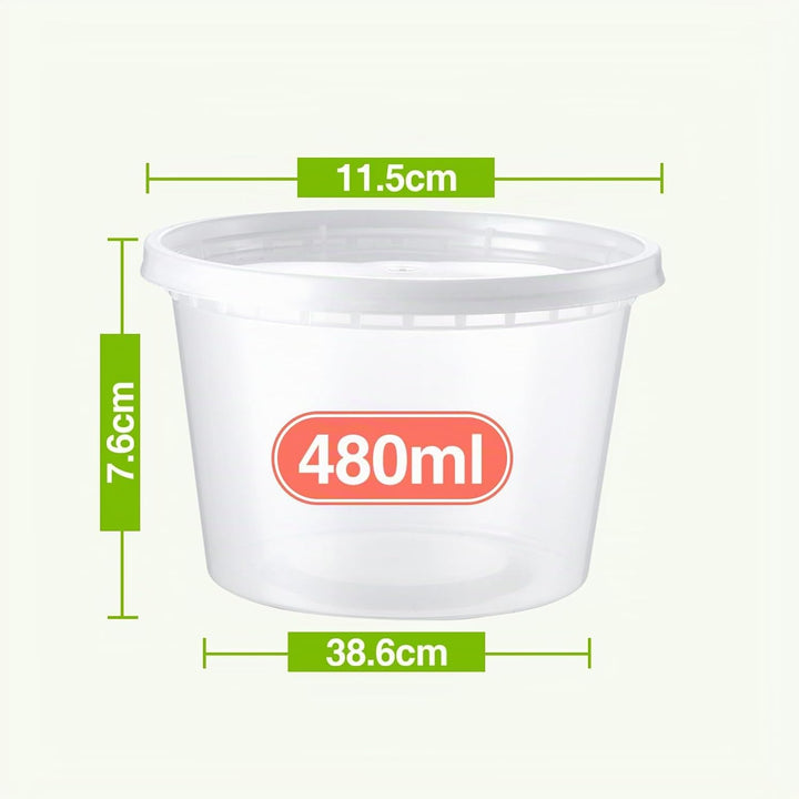 Eupako 60 Stück Vorratsdosen mit Deckel, 480ml Deli Container mit Deckeln | BPA-frei, Luftdicht &amp; au