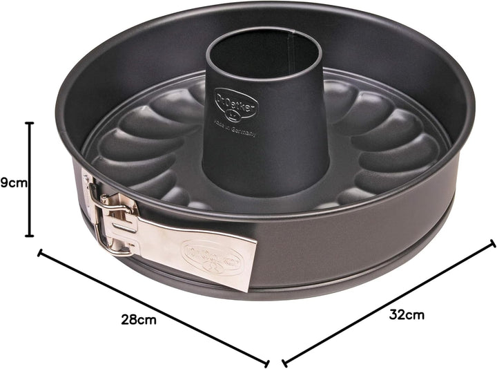 Dr. Oetker Springform mit Flach- und Rohrboden Ø 28 cm, Kuchenform aus Stahl mit Antihaftbeschichtun