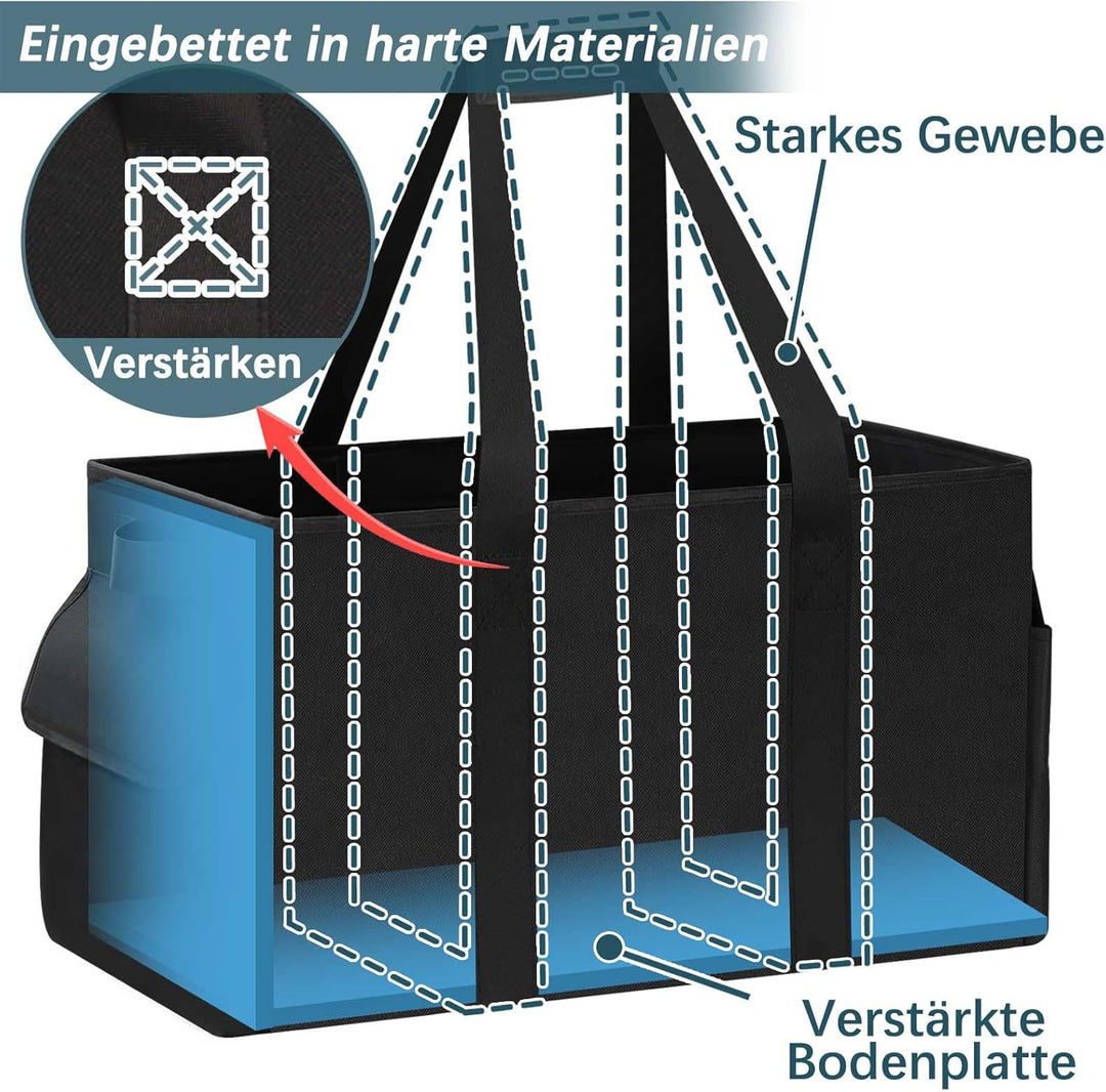 48L Einkaufskorb Faltbar – Stabiler Korb Einkaufen mit Verstärktem Boden – Einkaufstasche Gross Pick