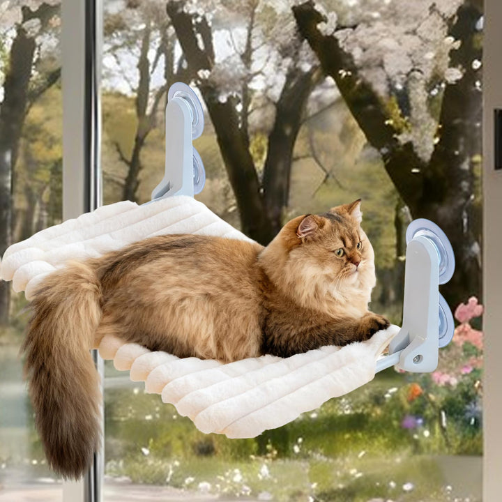 Katzen Fensterhängematte, 30×52cm Fensterliege für Katzen mit Starken Saugnapf, Grosse Plüsch Abnehm