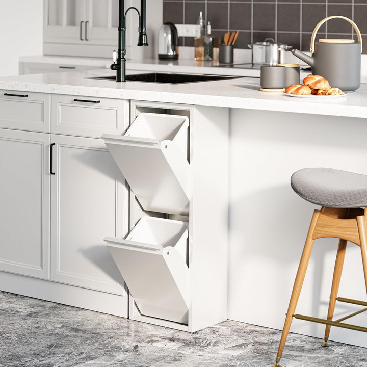 [en.casa] Mülltrennschrank Sollentuna Abfallschrank aus Metall 93 x 33 x 25 cm Mülltrennsystem mit 2