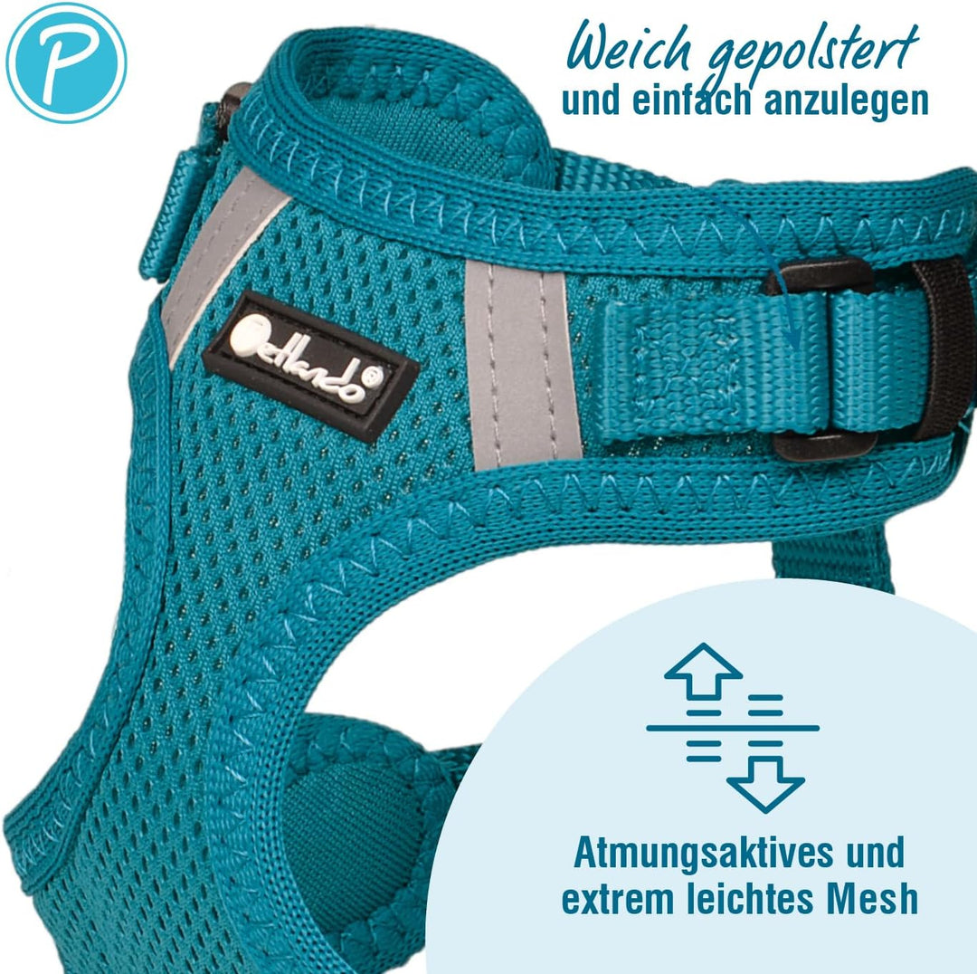 Petlando Hundegeschirr Mesh Vest, leichtes Brustgeschirr aus weichem Mesh & Nylon, stufenlos verstel