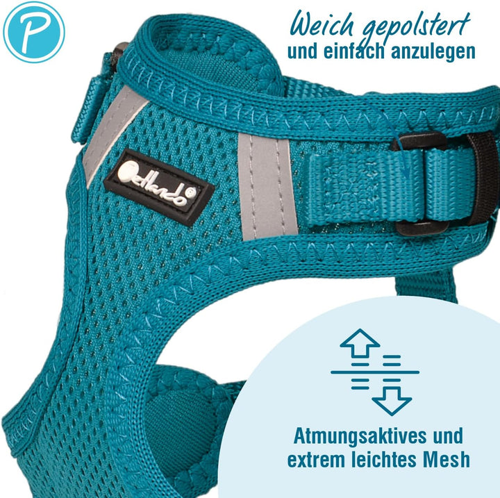 Petlando Hundegeschirr Mesh Vest, leichtes Brustgeschirr aus weichem Mesh & Nylon, stufenlos verstel