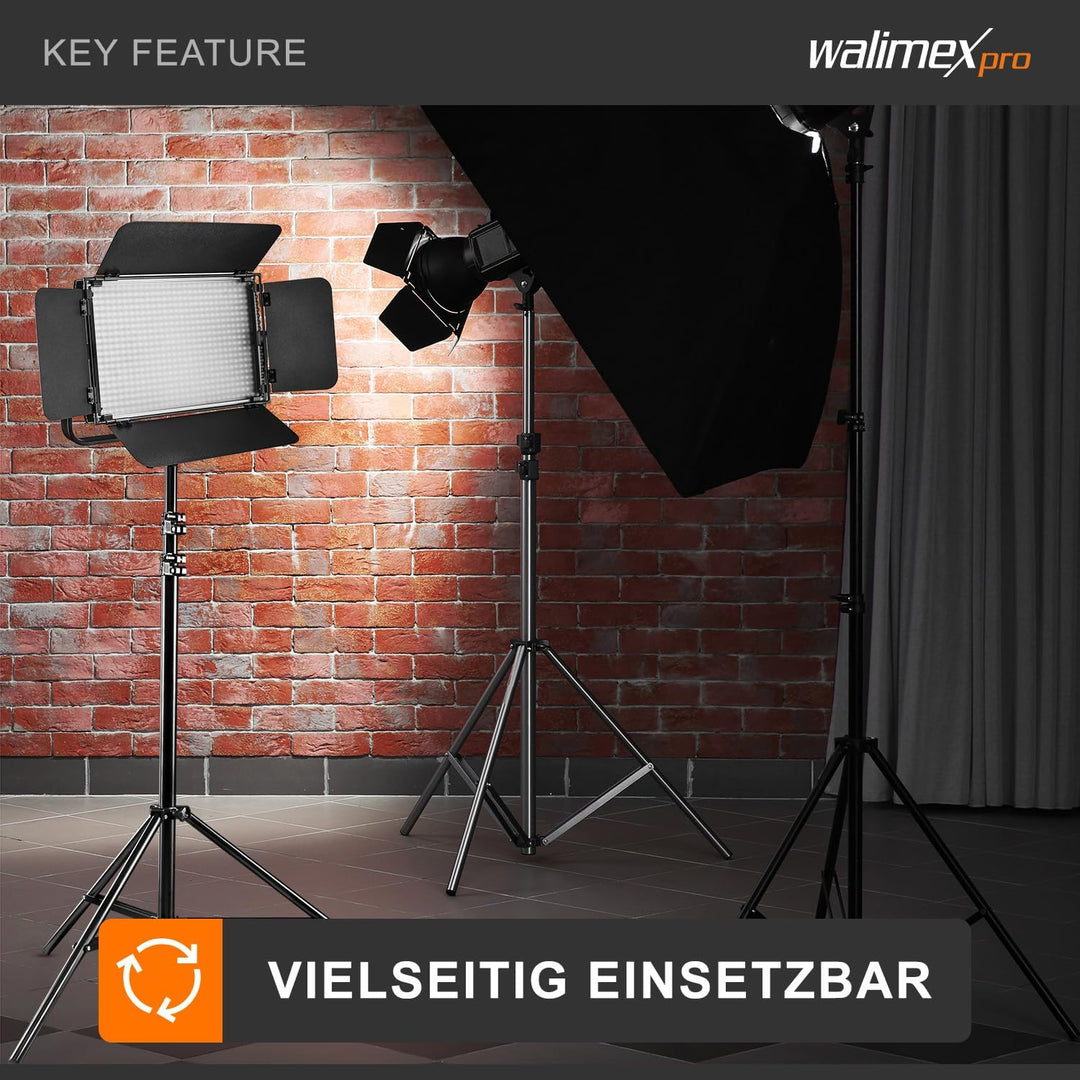 Walimex pro dimmbare LED Flächenleuchte Niova 600 Plus Bi-Color + Akku Slots I Videoleuchte &amp; Fotoli