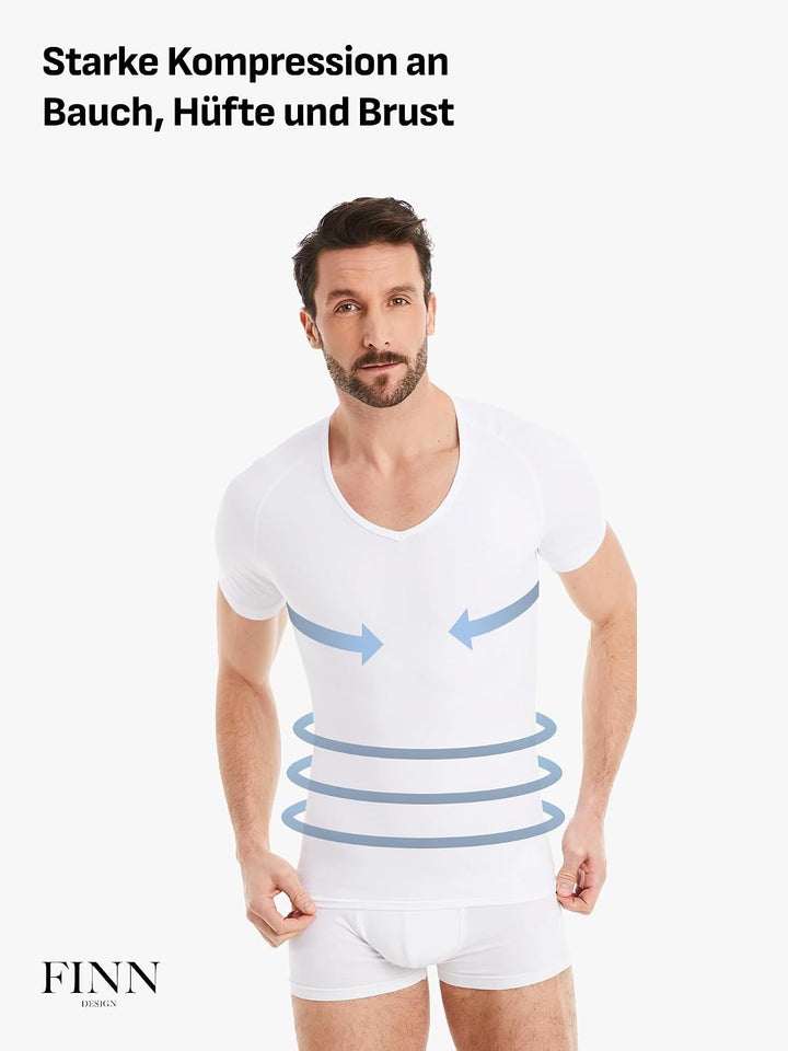 FINN Figurformendes Kompressions-Shirt Herren mit Bauchweg Effekt - Kurzarm Shapewear Unterhemd aus