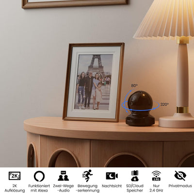 Wansview WLAN IP Kamera,1080P Überwachungskamera innen, 2,4Ghz WiFi Haustier Kamera , Babyphone mit