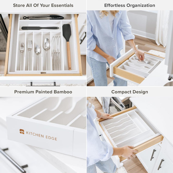 KitchenEdge Hochwertiger Besteck- und Utensilien-Organizer für Küchenschubladen, erweiterbar 38,1 bi