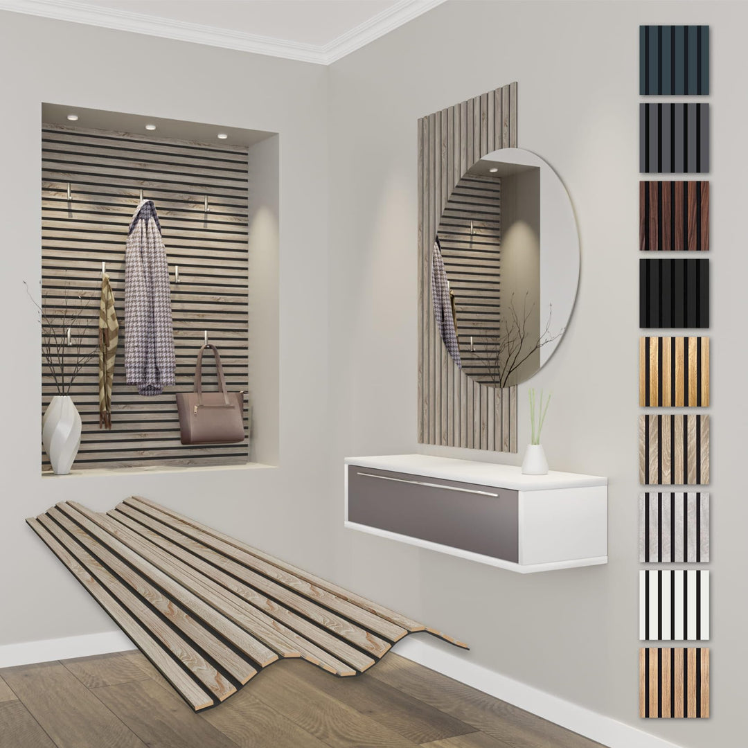 HEXIM Akustikpaneele 118x60cm Holz Comfort - flexible Holzpaneele Platten Lamellenwand MDF Wandpanee