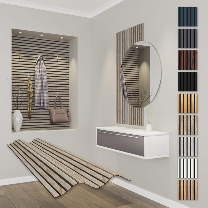 HEXIM Akustikpaneele 118x60cm Holz Comfort - flexible Holzpaneele Platten Lamellenwand MDF Wandpanee