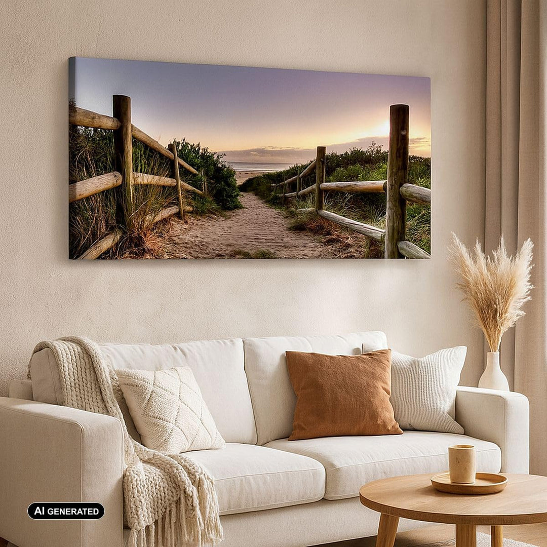 Wandbilder Dekoration Wohnzimmer Pfad Landschaft Himmel Panorama Bilder auf Leinwand 120x50cm Leinwa