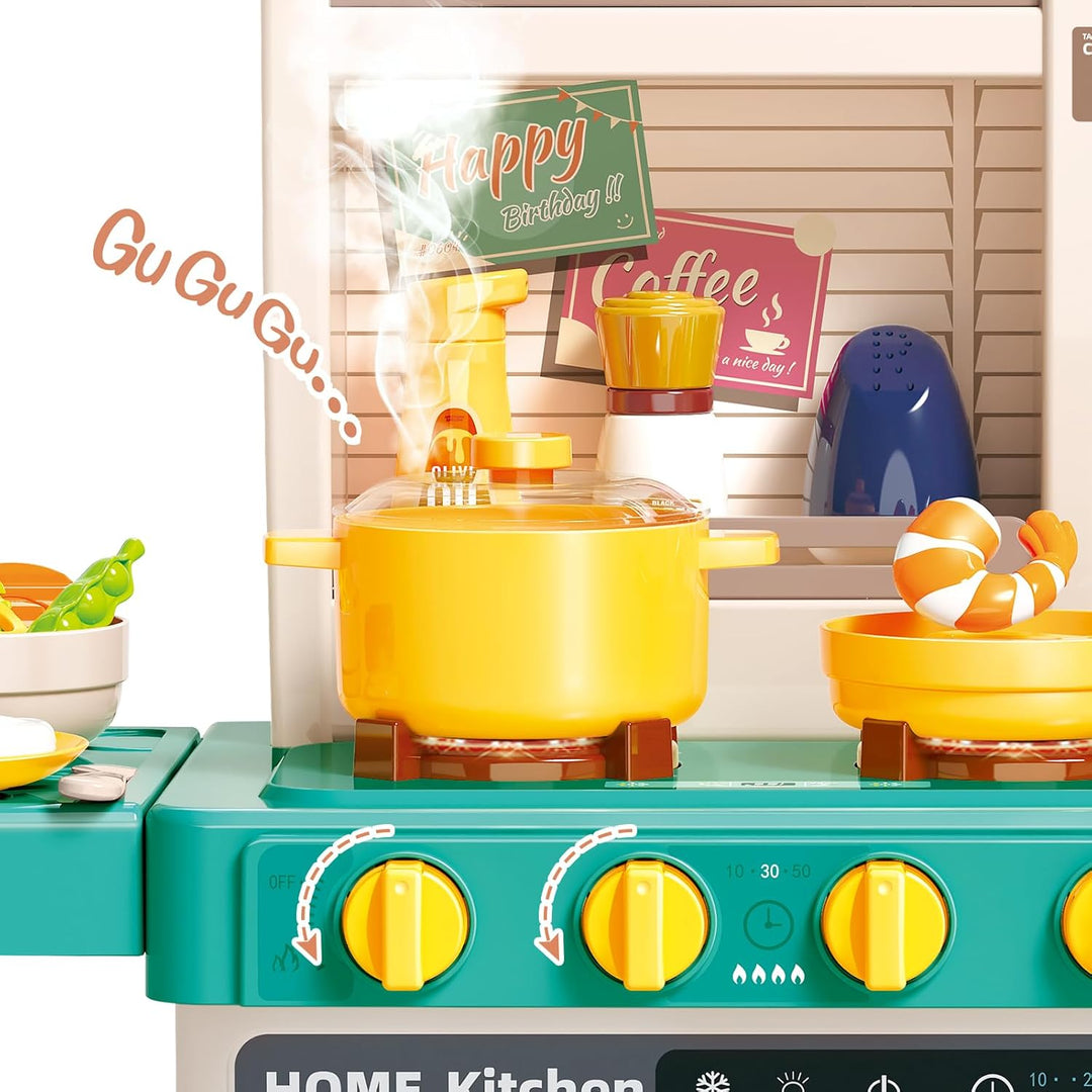 deAO Kinderküche “My Little Chef“ mit Sounds und Licht, Dampf, 50PCS kinderküche zubehör enthalt Ges