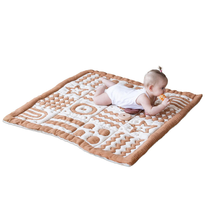 3D Krabbeldecke aus Bio-Baumwolle – GOTS Zertifiziert, 100x100 cm – Montessori Design, Beidseitig Nu