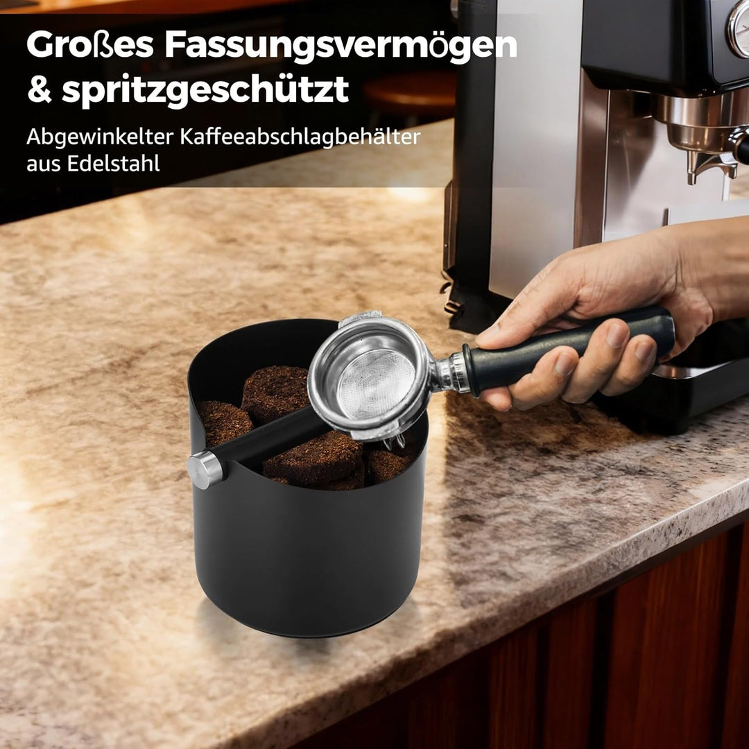Abklopfbehälter für Siebträger, Gross Knock Box Stossdämpfende, Edelstahl kaffeesatz abschlagbehälte