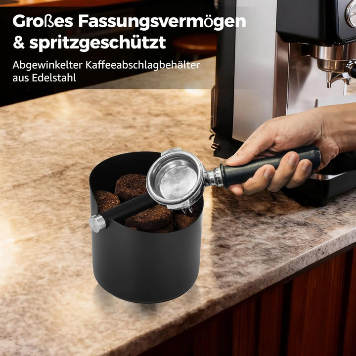 Abklopfbehälter für Siebträger, Gross Knock Box Stossdämpfende, Edelstahl kaffeesatz abschlagbehälte