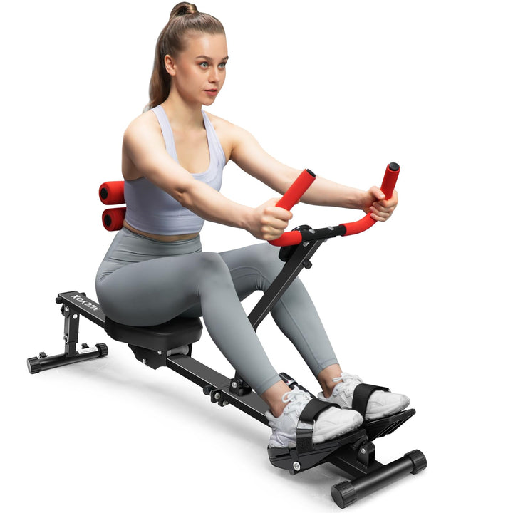Rudergerät für Zuhause, Micyox Hydraulisches Fitness-Rudergerät mit 12 Widerstandsstufen, Multifunkt