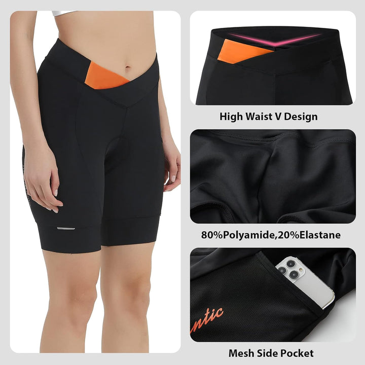 Santic Fahrradhose Damen Gepolstert Kurz Radlerhose Gepolstert Schnelltrockende mit Sitzpolster 3D b