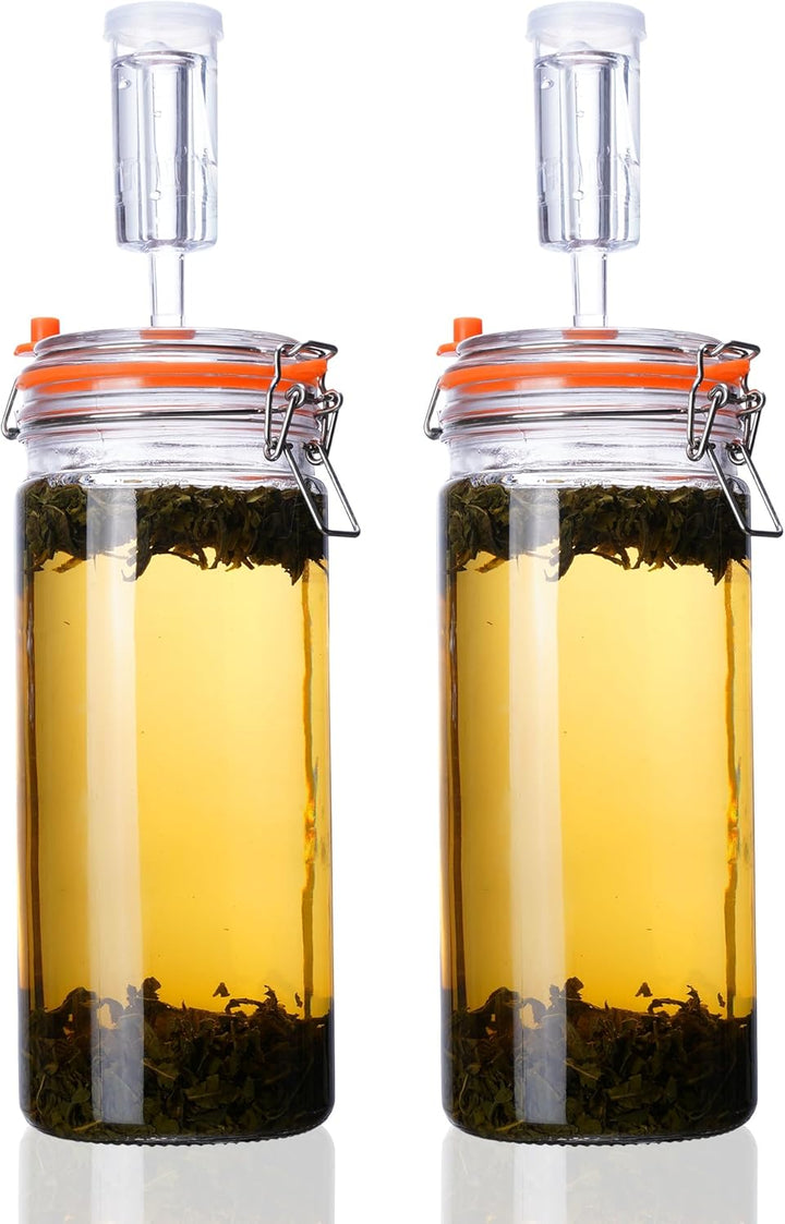 1,3L Fermentierglas Set mit Gäraufsatz & Gewicht – Fermentationsglas für Sauerkraut, Kimchi, Kombuch