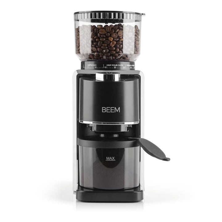 BEEM GRIND-PERFECT Elektrische Kaffeemühle - 250 g | 35-stufige Mahlgradeinstellung, Kegelmahlwerk,