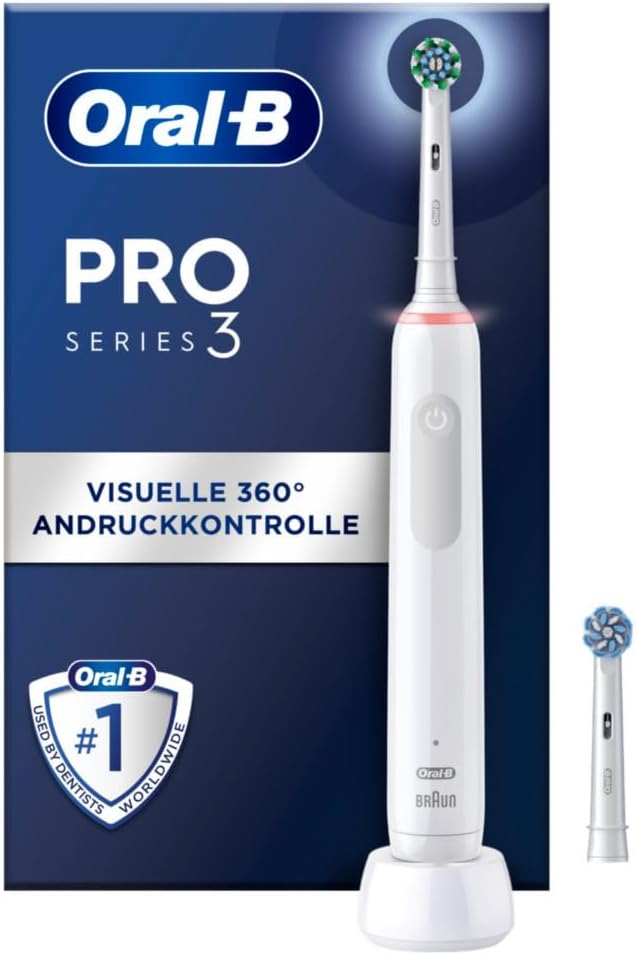 Oral-B PRO 3 3000 Elektrische Zahnbürste/Electric Toothbrush, 2 CrossAction Aufsteckbürsten, mit 3 P