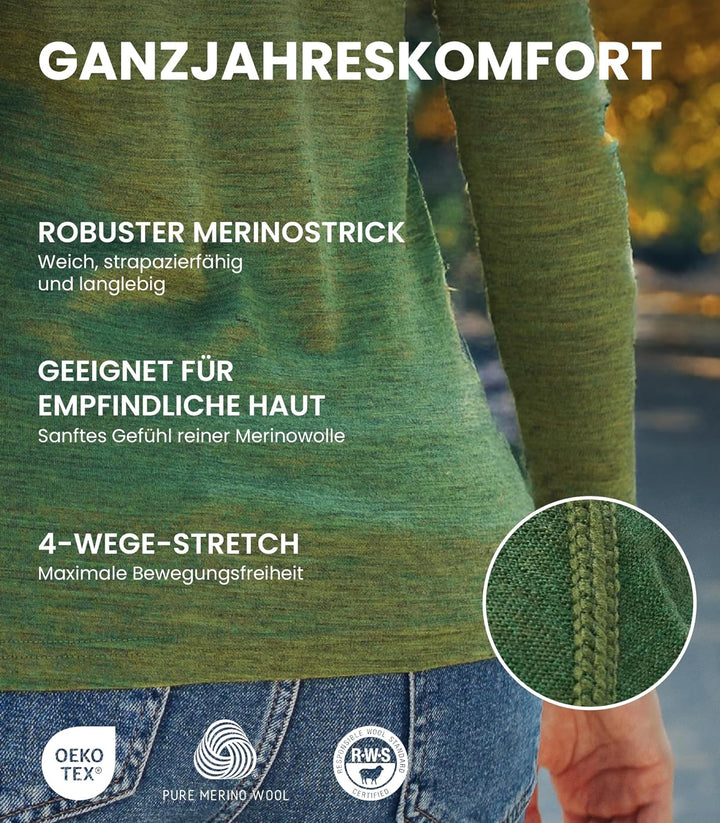 Merino.tech Merino Shirt Damen Langarm - Premium 100% Merino Unterwäsche Damen Langarmshirt, Sportun
