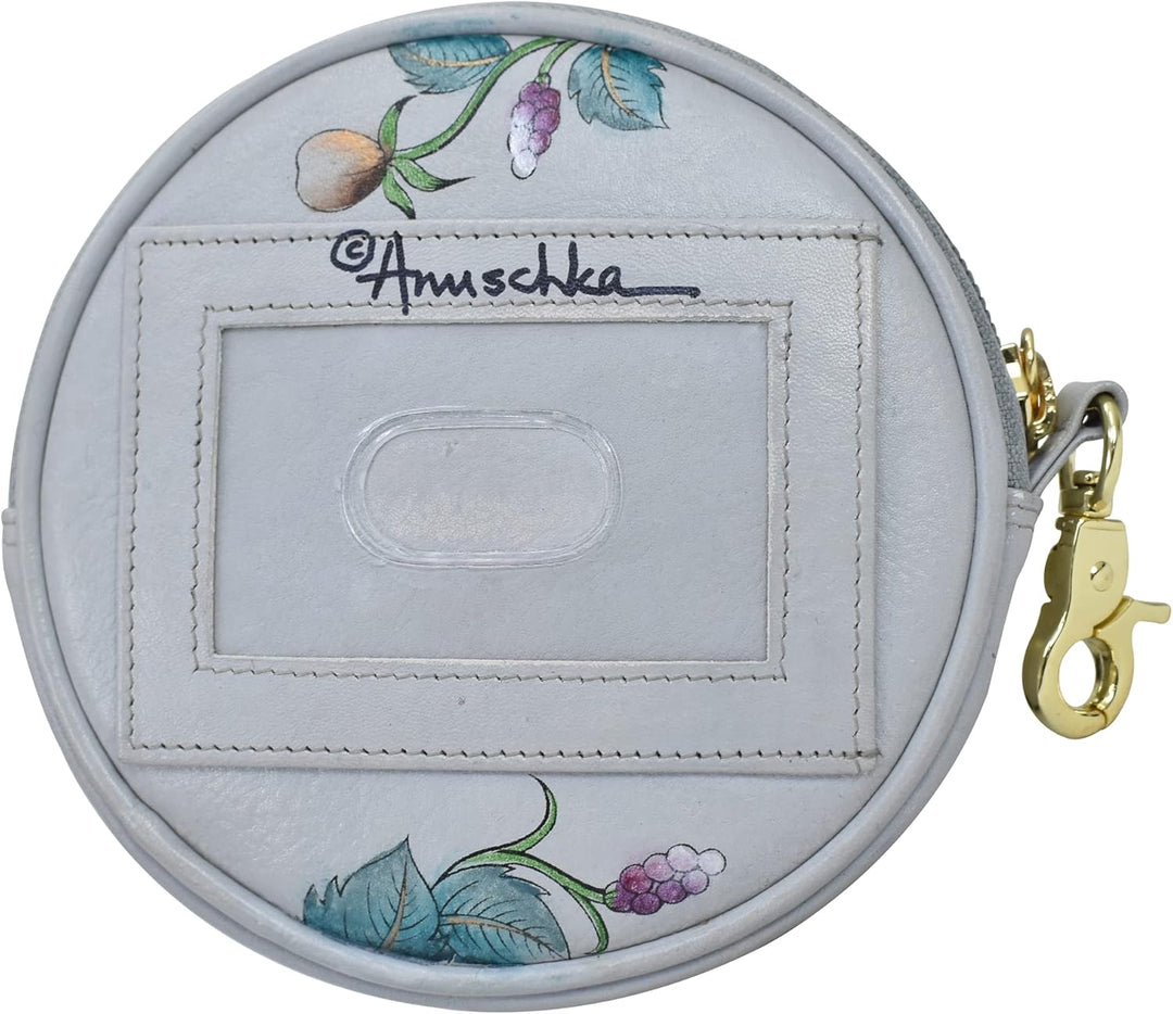 Anuschka Münzbeutel aus Echtleder, handbemalt, Rund - Floral Charm, Floral Charm