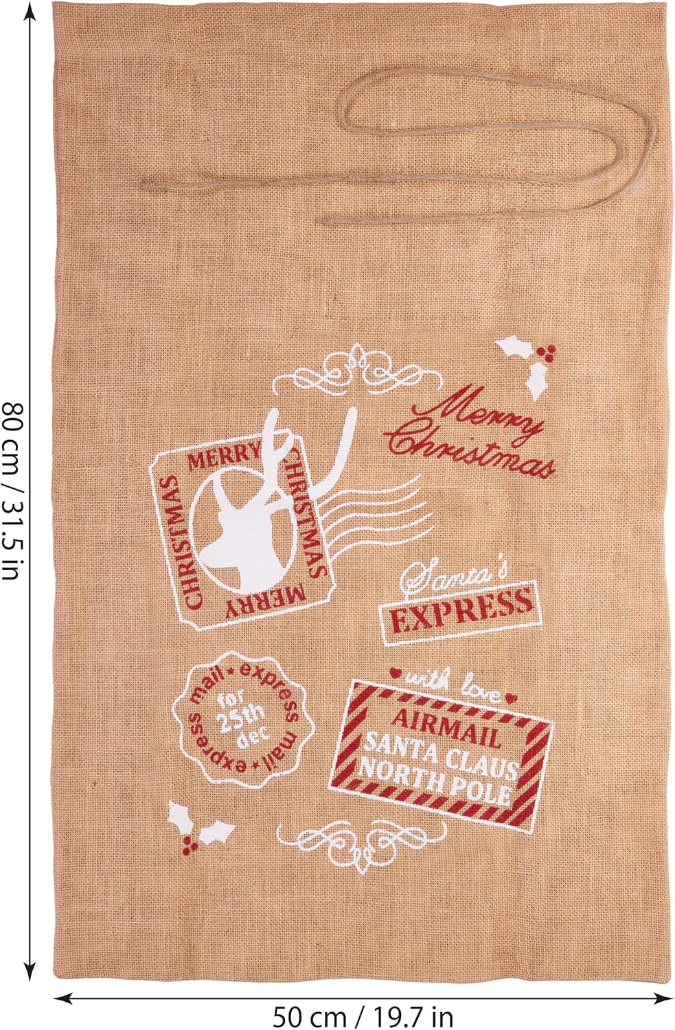 BRUBAKER 3er Set Weihnachtssack - 80 cm Geschenksack mit weihnachtlichen Motiven - Nikolausbeutel zu