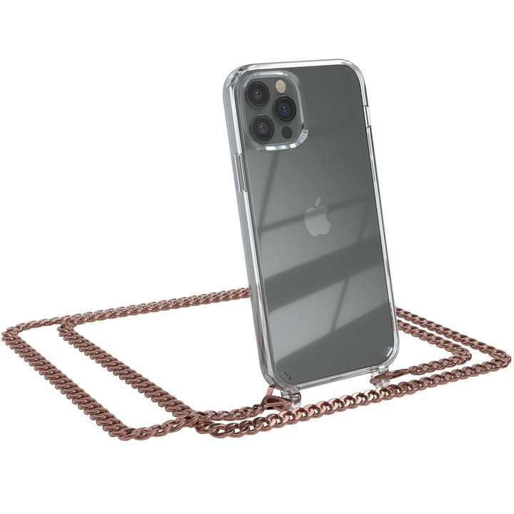 EAZY CASE Handykette kompatibel mit iPhone 12/12 Pro Handyhülle mit Metall Umhängeband und Ersatz Ko