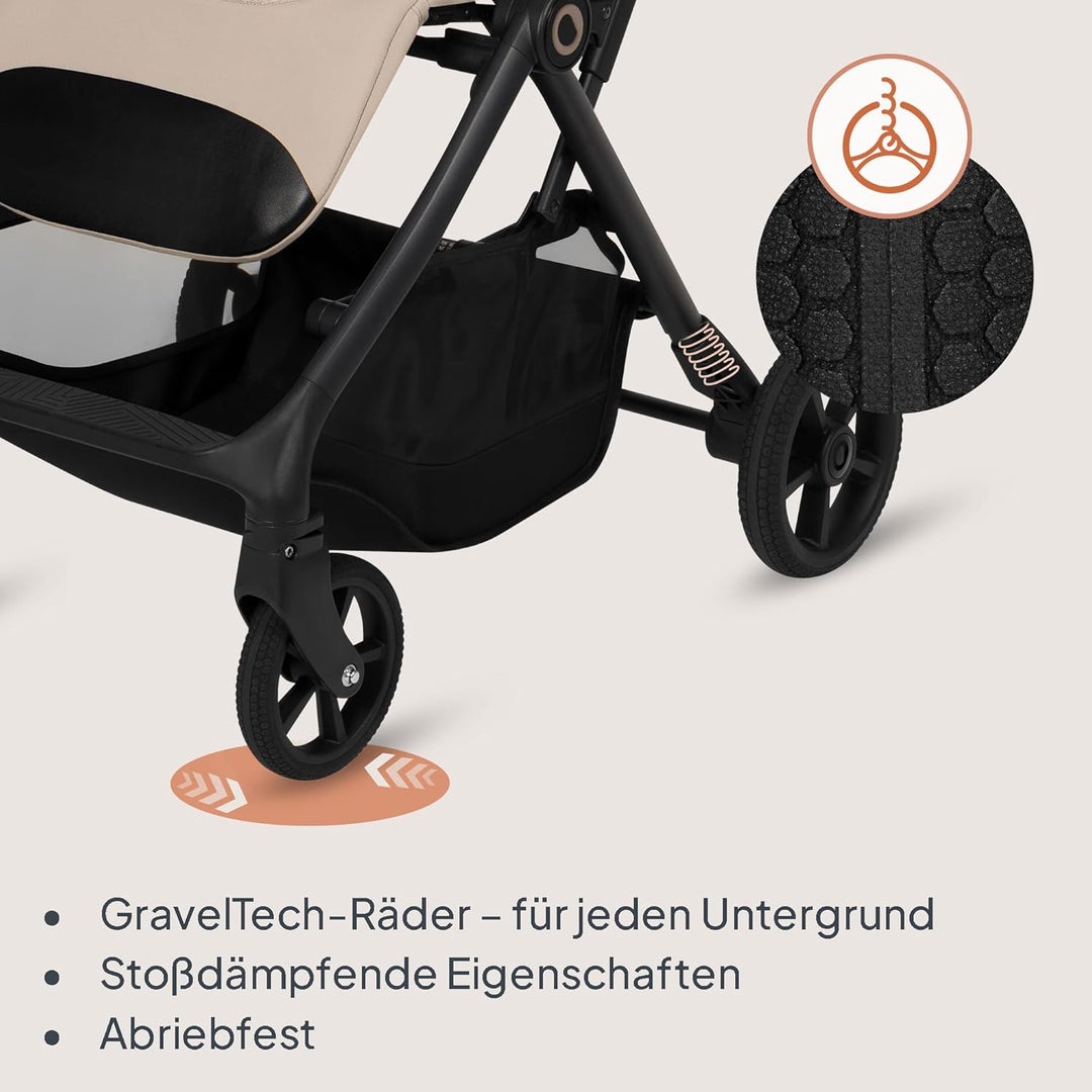 Lionelo Tansi Reisebuggy bis 22 kg, 6 Monate–4 Jahre, Kompakt Faltbar mit Einhand Auto Folding, Grav