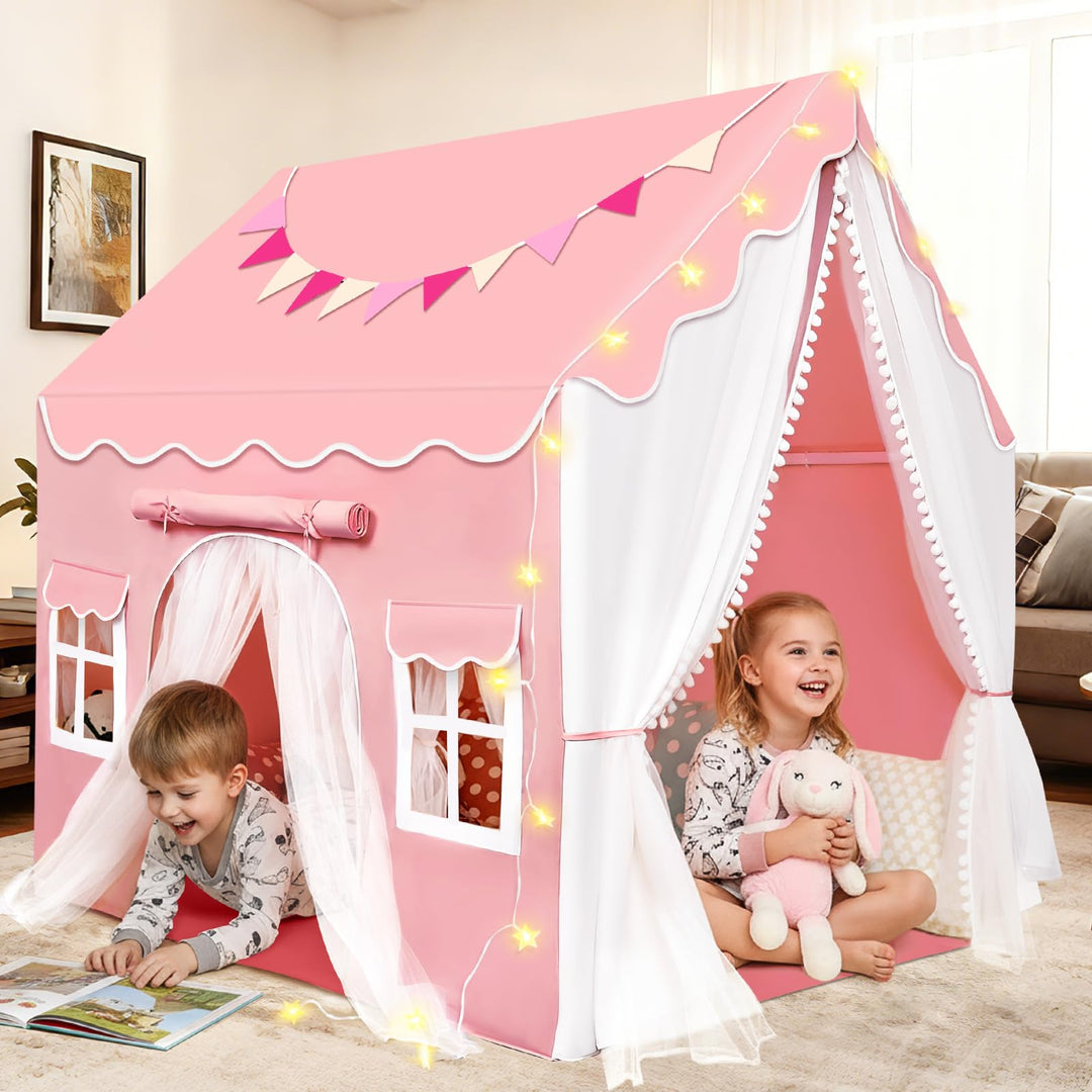 JONRRYIN 2 IN 1 Kinderzelt Indoor, Spielzelt Kinder Indoor mit Lichtern, Zelt Kinderzimmer für Drinn
