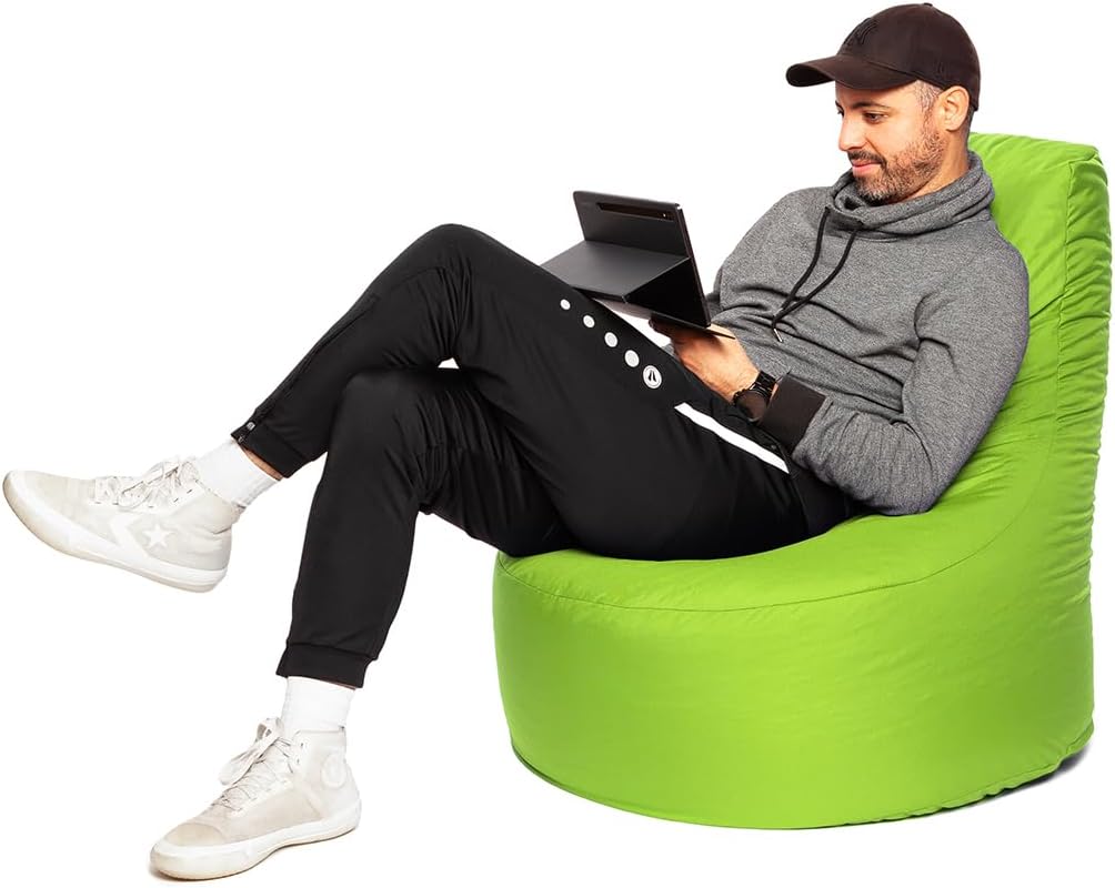 PATCH HOME Gamer Kissen Lounge Kissen Sitzsack Sessel Sitzkissen Bean Bag + Würfel/Hocker mit Reissv