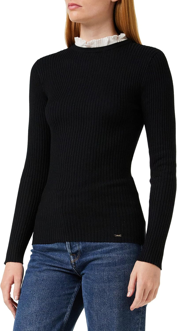 Morgan Langarmpullover mit gerafftem Kragen XS Schwarz (Noir Noir), XS Schwarz (Noir Noir)