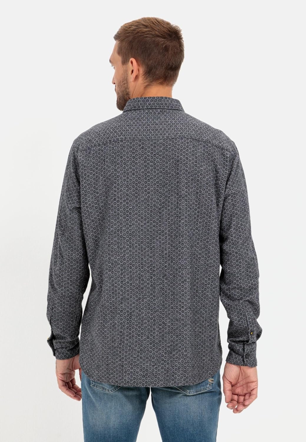 camel active Herren Flanellhemd mit tonalem Minimalprint 5XL Asphalt, 5XL Asphalt
