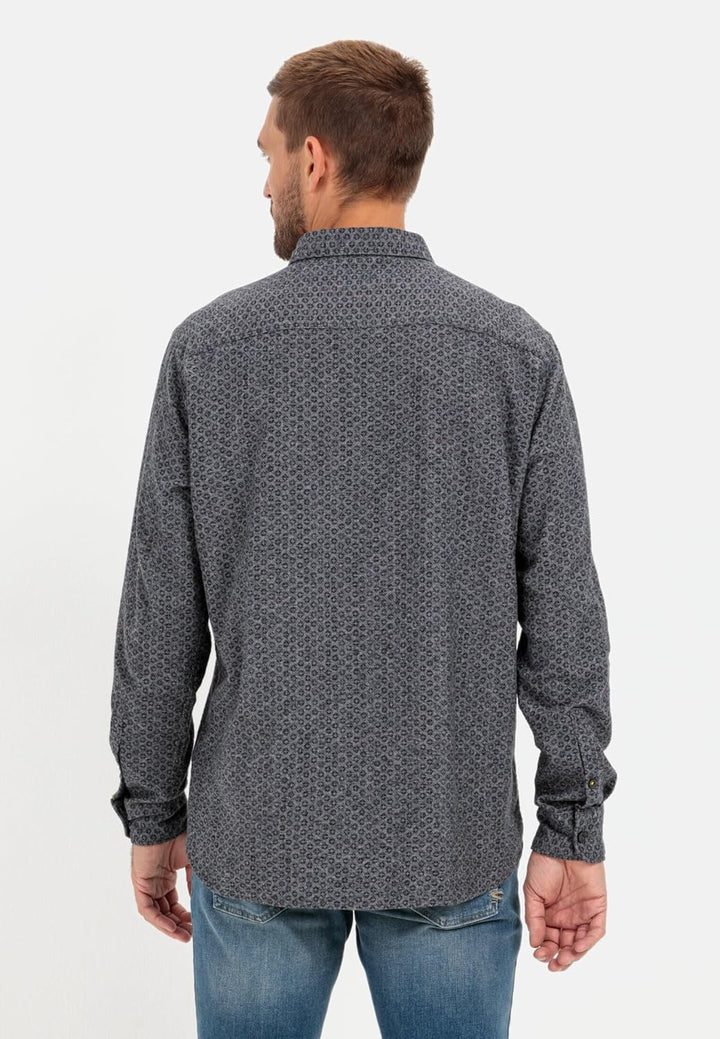 camel active Herren Flanellhemd mit tonalem Minimalprint 5XL Asphalt, 5XL Asphalt