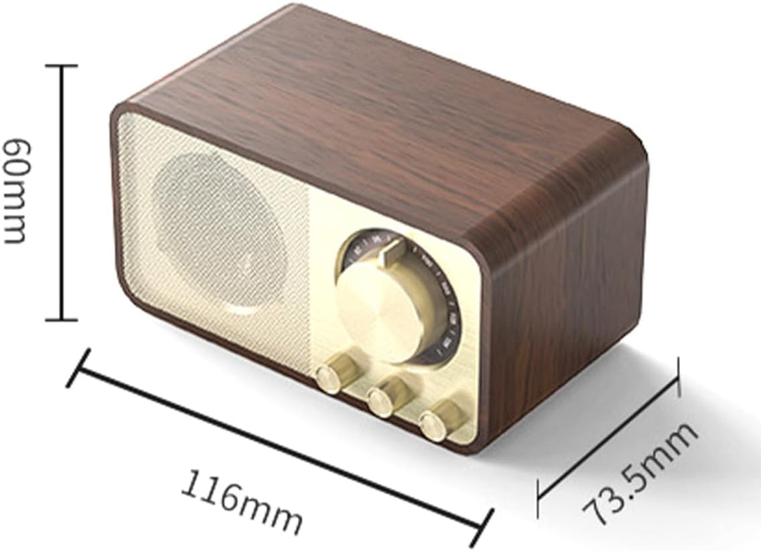 Retro-Bluetooth-Radio, Holzmaserungsdesign, Retro-5-W-Lautsprecher, 1800-mAh-Akku, AUX/USB/TF-Karte,
